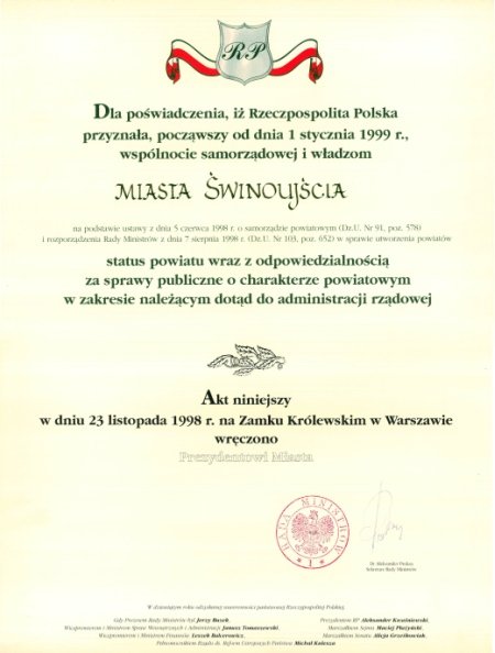 Akt nadania statusu powiatu